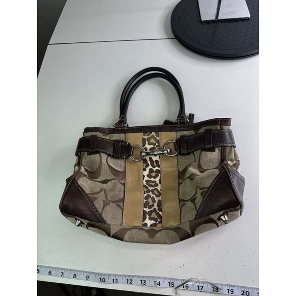 COACH Hampton Logo Stripe Carryall Satchel Handbag Purse  Card Wallet F13072 - Picture 8 of 10